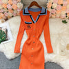 Brand Autumn Knitted Long Dress Women Y2K Embroidery Long Sleeve Bodycon Sweater Dress Streetwear Robe