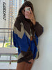 Women's Shorts 2 Pcs Sets Panelled Lantern Long Sleeve Ruched Zipper Loose Coats Lace Up Short Pants Chic Lady Sporty Outfit