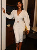 Elegant Blazer 2-Piece Set Women Single Breasted Jacket+Calf Pants Matching Simple Solid Office Commute Slim Outfits