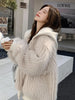 Spring Winter Hairy Shaggy Soft Thick Warm Faux Fur Coat Women with Hood Fluffy Jacket Fake 2 Piece Clothes
