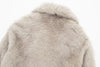 Women Cropped Faux Fur Jacket Coat Long Sleeve Front Snap-button Female Outerwear Chic Lapel Collar Thick Coat