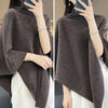 Women's 100% Wool Knitted Poncho Shawl Cloak Bat Sleeve High Collar Irregular Loose Warm Soft Pullovers Autumn Winter Outerwear
