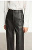 Minimalist PU Leather Casual Pants for Women Autumn Loose Floor Length Straight Slit Female Trousers 12343250