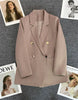 Blazer Coat Metal Buckle Small Suit Jacket Women Clothing Double Breasted Long Sleeve Office Lady Elegant Blazers