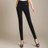 Spring Korean Black High Waisted Elastic Leg Pencil Pants Women's Solid Pockets Versatile Casual Straight Trousers
