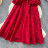 Spring Autumn High End Elegant Birthday Party Women's Dress French Hook Flower Single Breasted Slim Lace Long Dress S89