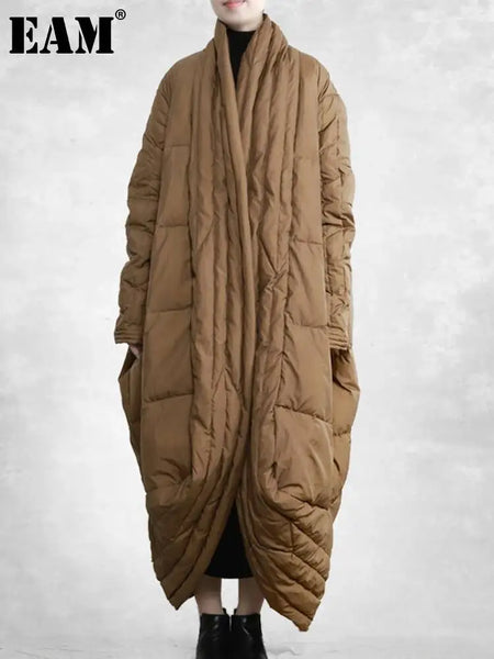 Camel Big Size Thick Warm Long Down Jacket Long Sleeve Warm Women Parkas Tide Autumn Winter 31A1074