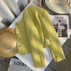 Tweed Short Jacket Women's Woolen Coat Spring Autumn O-neck Single-breasted Yellow Outerwear Streetwear Casual Tops