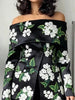 Women's Elegant Floral Printesd Off-Shoulder Blazer Jacket Long Sleeves Single Button Zipper Party Evening Thin Outerwear