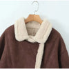 French Vintage Lamb Wool Women Coat Patchwork Full Sleeve Lapel Parka Coat Loose Winter Warm Jacket Thicken Pocket Lady Overcoat