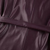 Lady Retro Burgundy Belted Leather Jacket Solid Stand Collar Long-sleeved Cropped Coat Women Daily Street Outerwear