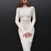 Autumn Knitted Turtleneck Dress Women Long Sleeve Bodycon Midi Dresses Female Elegant Solid Color Skinny Dress