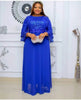 L-3XL African Dresses for Women Spring Autumn African Women Three Quarter Sleeve Polyester Solid Color Long Dress Maxi Dress