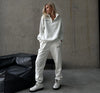Autumn Women's Tracksuit with Zipper Cotton Oversize White Casual Two Piece Set Women Classic Sports Trouser Suits for Women