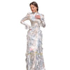 Dubai's spring slim-fit long-sleeved dress for ladies with tie belts, printed patterns and made of satin fabric. S-xxl