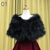 Real Ostrich Feather Wedding Shawl Women Winter Fur Wrap Cape Scarf Fluffy Feather Bridal Shrug Party Stoles Bride Cape Cloak