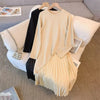 Women Loose Irregular Knit Maxi Dress Autumn Winter Ladies Splicing Together Vestidos Female Fake Two Pieces Long Dresses