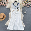 Autumn Winter Wear Dress Women Polo Single Breasted Pocket Design Bodycon Knitting Temperament Sweater Long Dresses