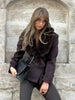 Women Short Fitted Wool Blend Coat, Wide Faux Fur Lapel Collar, Double Breasted Elegant Slim Waist Winter Outerwear For Female