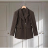 Chic Solid Women's Woolen Coat Lapel Double-Breasted Full Sleeve Waist-Closed Lady Coats Spring Female Streetwear