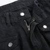 Metal Button High Waisted Straight Leg Jeans Drop Crotch Trousers Streetwear Hip Hop Y2K Cargo Denim Pants for Women