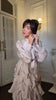 Early Autumn Turtleneck Lantern Sleeves Shinny Ruffles Pullover Floor Length Vacation Dress High Waist Female Vestido