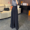 Korean Royal Sister Style Gray Suit Pants Women's High Waist Drape Strap Design Wide Leg Trousers