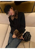 Ladies Coat Jacket Spring Autumn Short Jackets Korean Leopard Print Fur Collar Besign With Single Breasted Buckle Coats