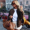 Women's Bomber Jacket Autumn Suede Crop Outerwears Khaki Darkkhaki Coats Coats & Jackets Chic Long Sleeve Tops