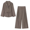 Women Elegant Striped Blazer Suit Slim Button Blazer or Wide-leg Pants Spring Fall Mujer Commute Pants Set