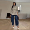 Causal Long Sleeved Grid Female Jacket Drawstring Tight Loose Women's Trench Collar Single Breasted Pocket Outerwear