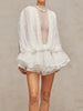 Solid Loose Chic Mini Dresses For Women O Neck Long Sleeve High Waist Temperament Mini Dress Female Style