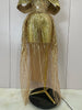 Sparkle Gold Diamonds Sequins Mesh See Through Long Dress Women Birthday Party Gown Sexy Nightclub Singer Stage Costume