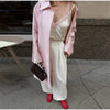 Solid Belted Maxi Trench Coats Women's Loose Full Sleeves Single-breasted Lace-up Windbreak Ladies Early Autumn Outwear