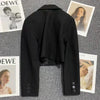 All-match Cropped Blazer Woman Solid Color Single Button Suit Coat Women Korean Chic Notched Collar Long Sleeve Blazers