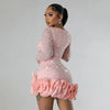 Party Dresses Beading Diamond Long Sleeves Ruffles for women Shiny Elegant Wedding Guest Gown Occasion Celebrate Birthday