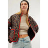 Chic Vintage Floral Print Cotton Coat Autumn Winter Women Jacket Long Sleeve Cardigan Pocket Streetwear Short Quilted Jacket