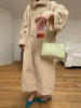 Crinkle Trench Coat Stand Collar Oversized Lantern Sleeve Waterproof Wrinkle Resistant Fabric Autumn Daily Lady Chic Coat