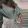 Casual Solid Knit Top Pants Set Women Stand Collar Full Sleeve Sweater Wide Leg Trousers Sets Autumn Lady Suit