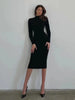 Autumn Knitted Turtleneck Dress Women Long Sleeve Bodycon Midi Dresses Female Elegant Solid Color Skinny Dress