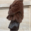 Solid Brown Fluffy Fur Jacket Women's Casual Lapel Loose Long Sleeves Thicken Warm Short Coat Winter Lady Commute Wear