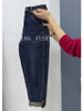High Waist Harlan Jeans Women's Spring Autumn Large Size Embroidery Loose Ankle Length Jeans Denim Pants 5XL