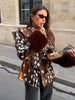 Leopard Printed Faux Fur Women's Coats Slim Lapel Single Breasted Full Sleeve Coat Autumn Winter Lady Warm Jackets