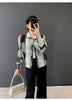 Spring Pleated Women's Lightweight Jacket Lapel Single Breasted Jacket Niche Chic Print Casual Top 2DB6159