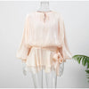 Female Long Flare Sleeves Lace Up Mini Dress Elegant Chiffon Ruffle High Waist Vestidos Autumn Woman Party Wear