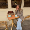 Spring Solid Stand Collar Blazer Jacket For Women Elegant Long Sleeve Suit Coats Female High Street Chic Ol Outerwear