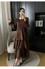 Spring Ruffled Lantern Sleeve Pleated Dress Atmospheric Design Sense Pleated Long Dresses Women's Clothing