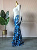 Women Tie Dye Print Patchwork Stacked Ruched Long Sleeve Midi A-line Maxi Long Dress Party Education Dresses