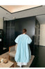 Spring Autumn Long Cute Sweet Thin Blue Trench Coat for Women Bow Lantern Sleeve Loose Casual Chic Overcoat
