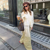 Women's Tassel Hem Vintage Tops Long Sleeved Single Breasted Button Out Stand Up Collar Coat Autumn Bohemian Street Daily Outfit